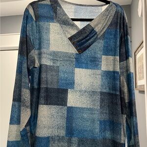 Blue and Gray Geometric Sweater